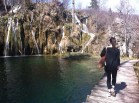 Hiking through Plitvice Lakes National Park in Croatia.