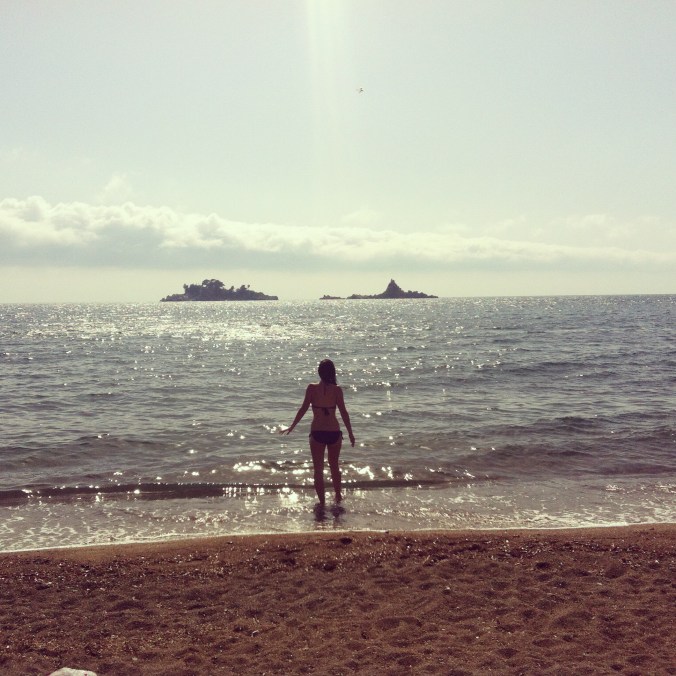 In Petrovac, soaking up the Adriatic one last time... for a while. 